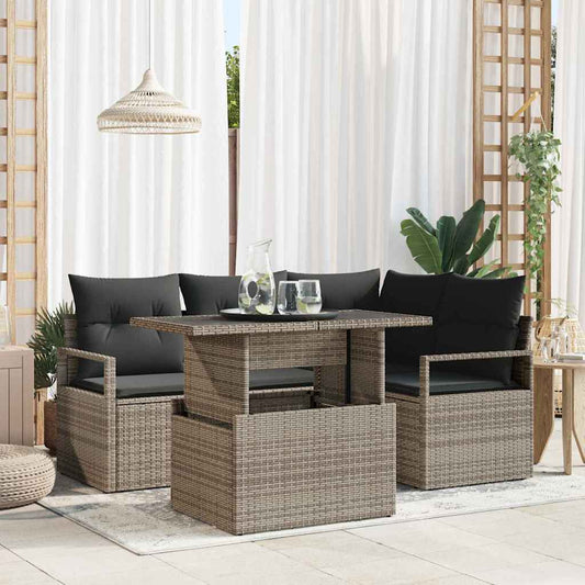Garten-Sofa-Set mit Kissen 5 pcs Grau 100 x 55 x 73 cm