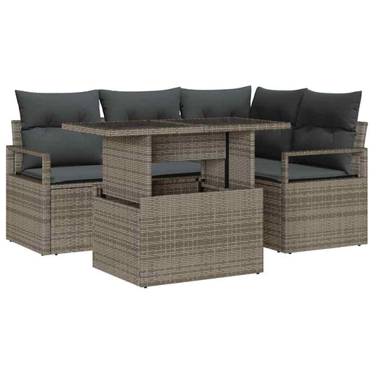 Garten-Sofa-Set mit Kissen 5 pcs Grau 100 x 55 x 73 cm