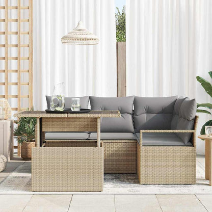 Garten-Sofa-Set 5 pcs Beige und Hellgrau 100 x 55 x 73 cm