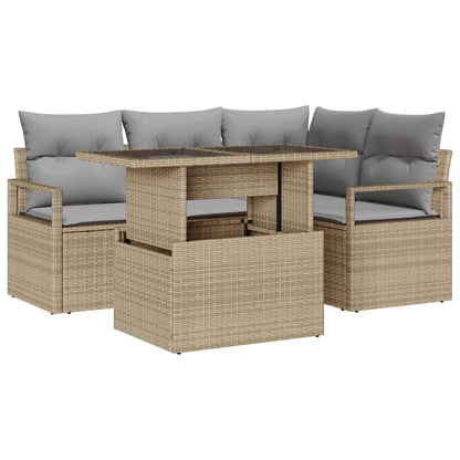 Garten-Sofa-Set 5 pcs Beige und Hellgrau 100 x 55 x 73 cm