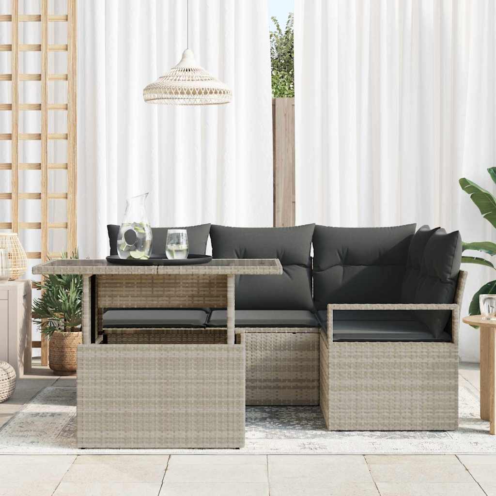 Garten-Sofa-Set mit Kissen 5 pcs Hellgrau 100 x 55 x 73 cm