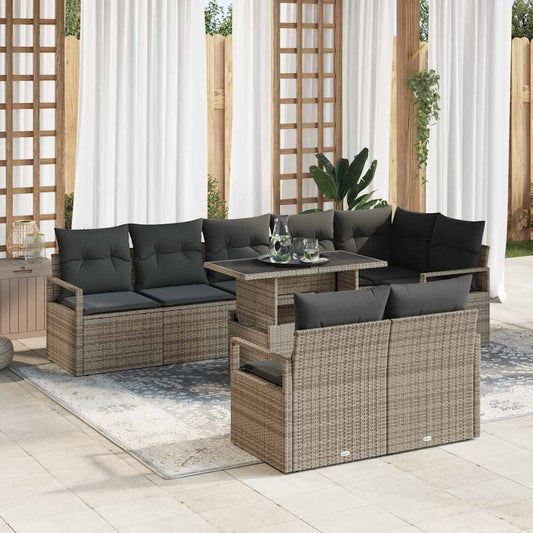 Garten-Sofa-Set mit Kissen 9 pcs Grau 100 x 55 x 73 cm