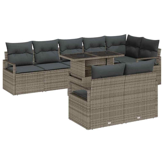 Garten-Sofa-Set mit Kissen 9 pcs Grau 100 x 55 x 73 cm