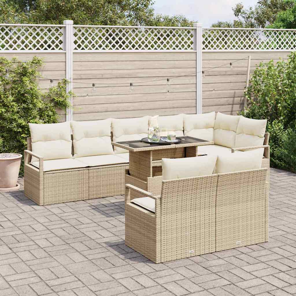 Garten-Sofa-Set 9 pcs Beige und Creme 100 x 55 x 73 cm