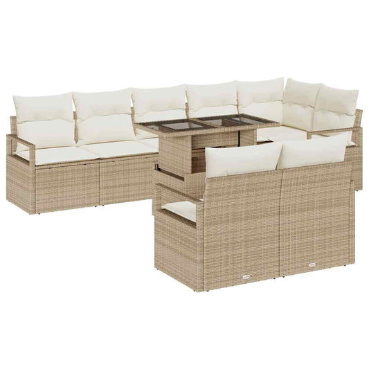 Garten-Sofa-Set 9 pcs Beige und Creme 100 x 55 x 73 cm