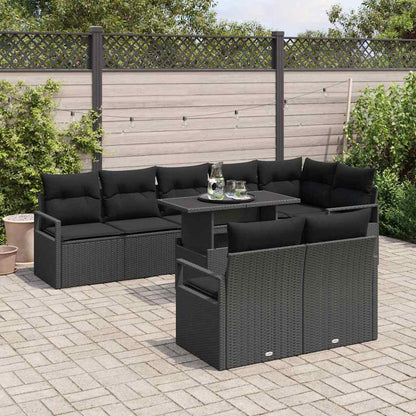 Garten-Sofa-Set mit Kissen 9 pcs Schwarz 100 x 55 x 73 cm