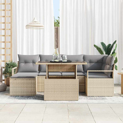 Garten-Sofa-Set mit Kissen 7 pcs Beige und Hellgrau