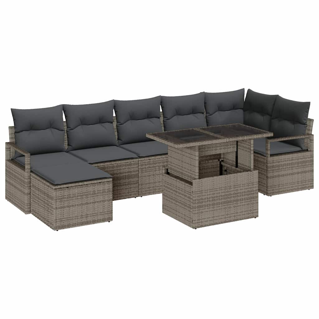 Garten-Sofa-Set mit Kissen 8 pcs Grau
