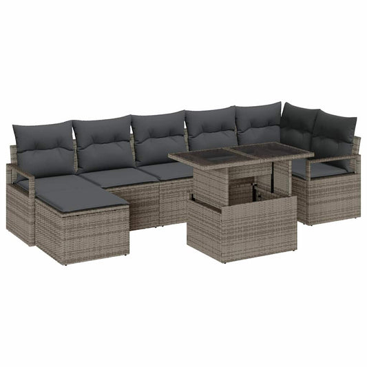 Garten-Sofa-Set mit Kissen 8 pcs Grau