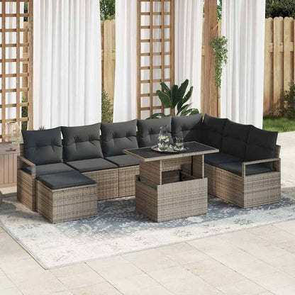 Garten-Sofa-Set mit Kissen 9 pcs Grau