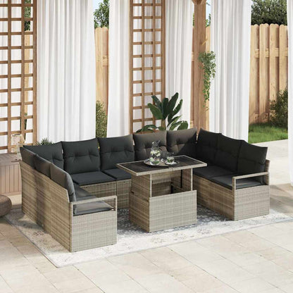 Garten-Sofa-Set mit Kissen 10 pcs Hellgrau
