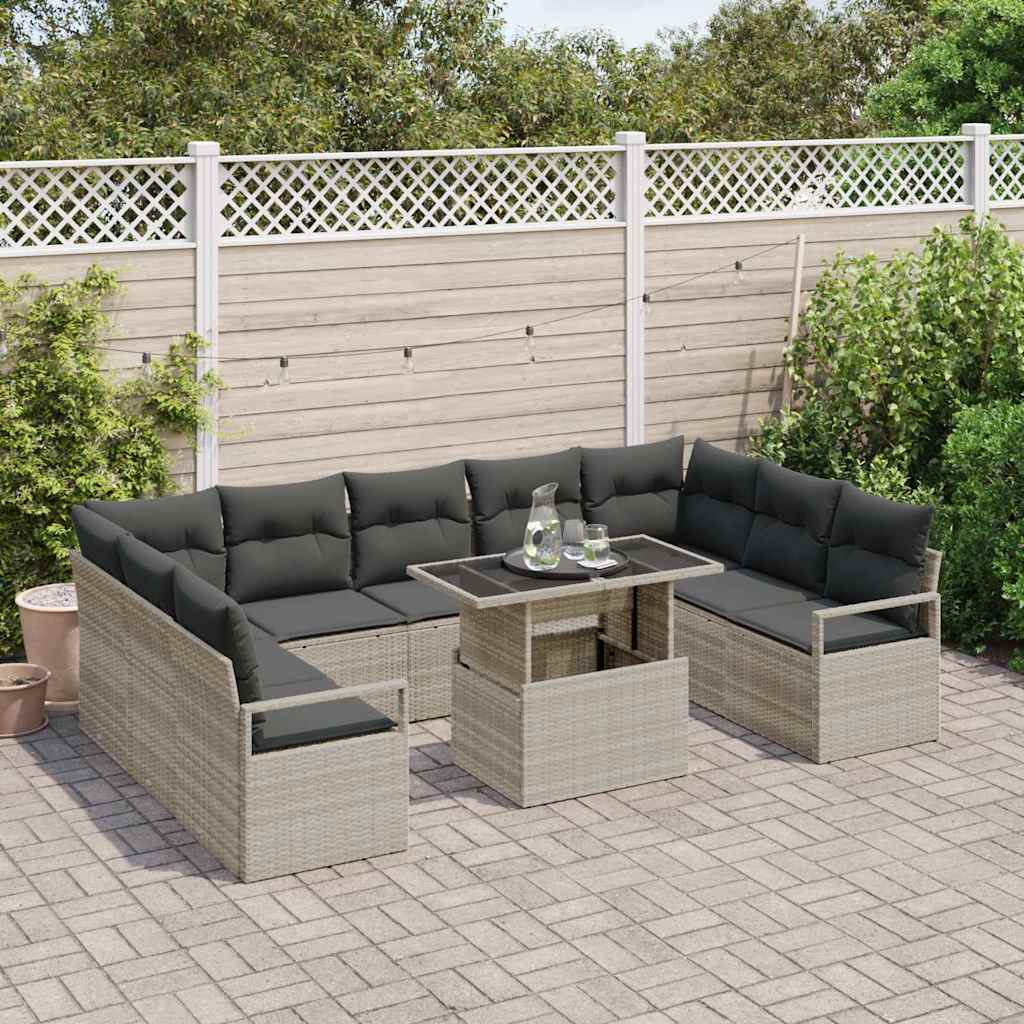 Garten-Sofa-Set mit Kissen 10 pcs Hellgrau