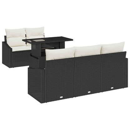 Garten-Sofa-Set 6 pcs Schwarz und Creme 100 x 55 x 73 cm