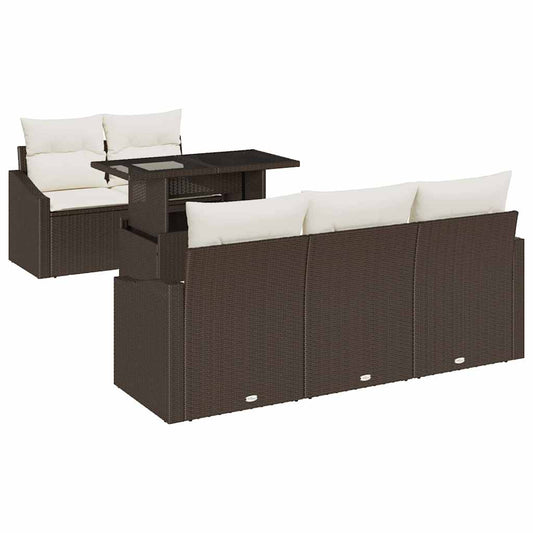 Garten-Sofa-Set 6 pcs Braun und Creme 100 x 55 x 73 cm