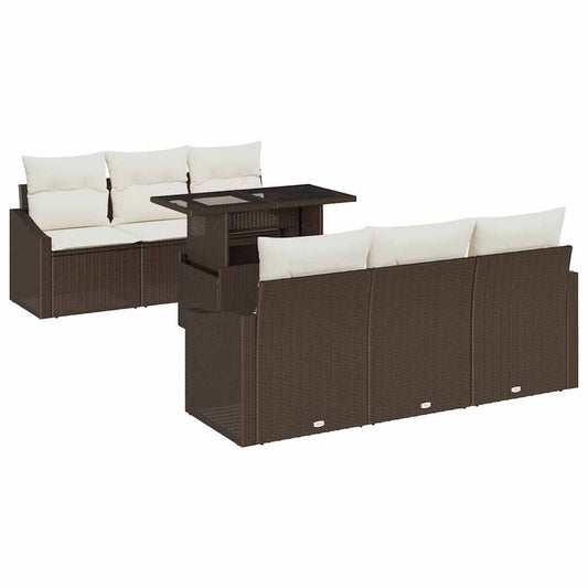 Garten-Sofa-Set 7 pcs Braun und Creme 100 x 55 x 73 cm