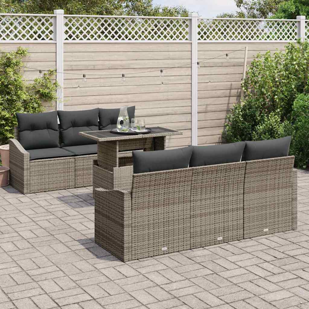 Garten-Sofa-Set mit Kissen 7 pcs Grau 100 x 55 x 73 cm