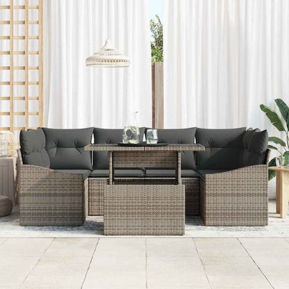 Garten-Sofa-Set mit Kissen 7 pcs Grau 100 x 55 x 73 cm