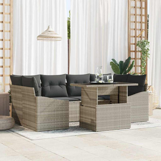 Garten-Sofa-Set mit Kissen 7 pcs Hellgrau