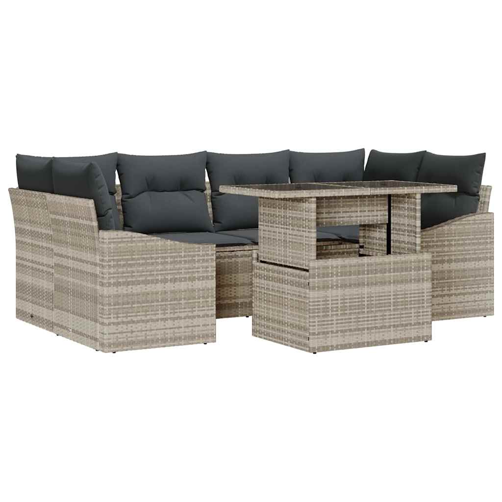 Garten-Sofa-Set mit Kissen 7 pcs Hellgrau