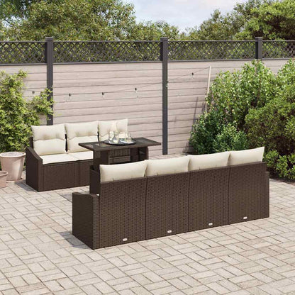 Garten-Sofa-Set mit Kissen 8 pcs Braun und Creme