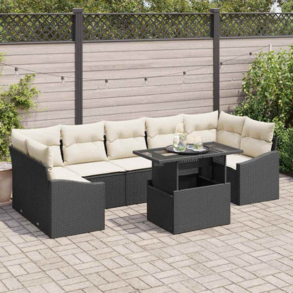 Garten-Sofa-Set 8 pcs Schwarz und Creme 100 x 55 x 73 cm