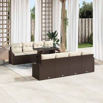 Garten-Sofa-Set mit Kissen 7 pcs Braun und Creme