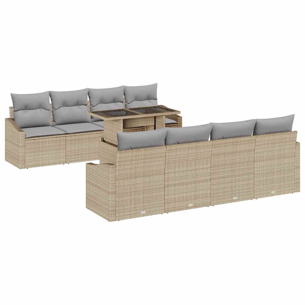 Garten-Sofa-Set mit Kissen 7 pcs Beige und Hellgrau
