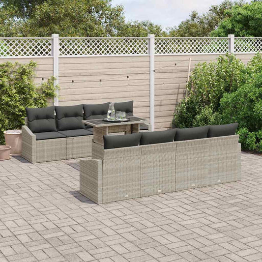 Garten-Sofa-Set mit Kissen 7 pcs Hellgrau