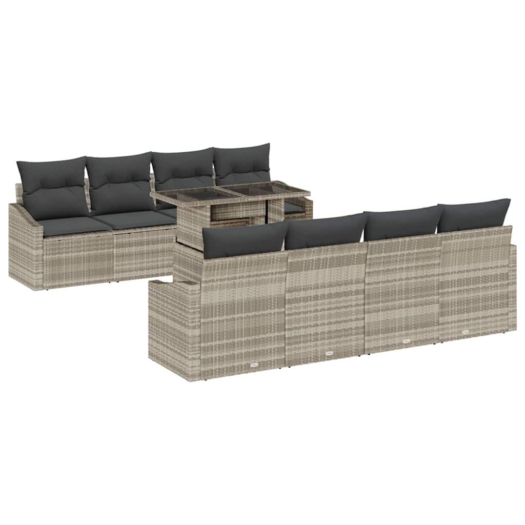 Garten-Sofa-Set mit Kissen 7 pcs Hellgrau