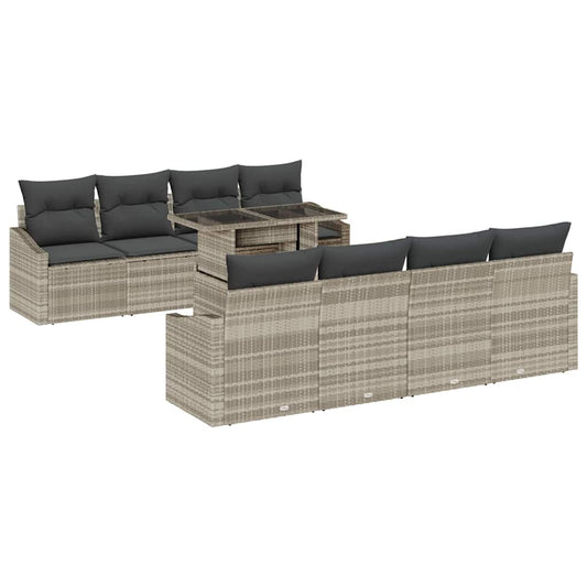 Garten-Sofa-Set mit Kissen 7 pcs Hellgrau