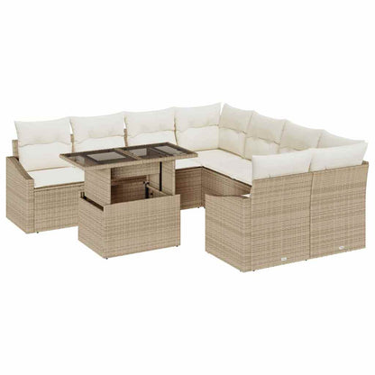 Garten-Sofa-Set 9 pcs Beige und Creme 100 x 55 x 73 cm