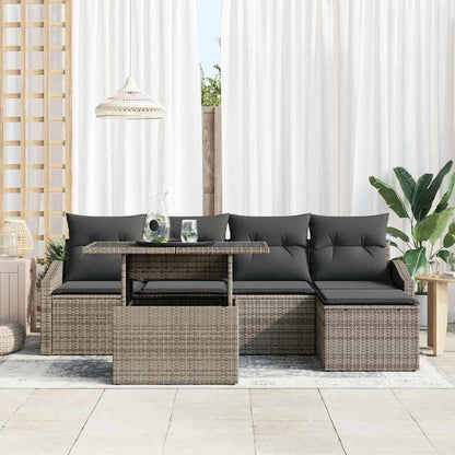 Garten-Sofa-Set mit Kissen 6 pcs Grau