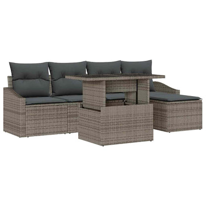 Garten-Sofa-Set mit Kissen 6 pcs Grau