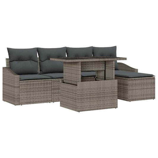 Garten-Sofa-Set mit Kissen 6 pcs Grau