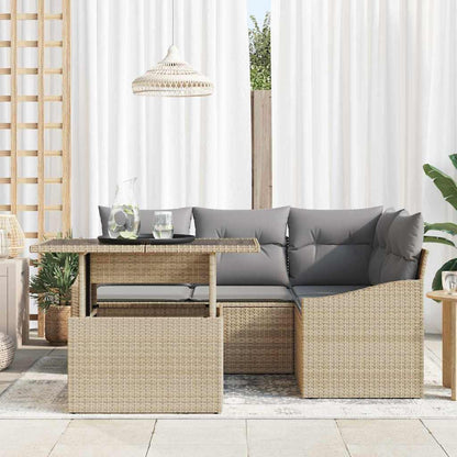 Garten-Sofa-Set 5 pcs Beige und Hellgrau 100 x 55 x 73 cm