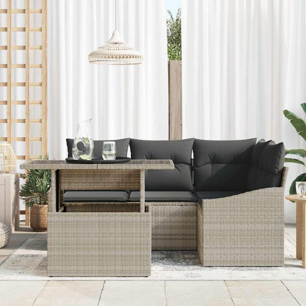 Garten-Sofa-Set mit Kissen 5 pcs Hellgrau 100 x 55 x 73 cm