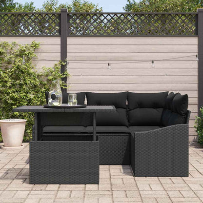 Garten-Sofa-Set mit Kissen 5 pcs Schwarz 100 x 55 x 73 cm