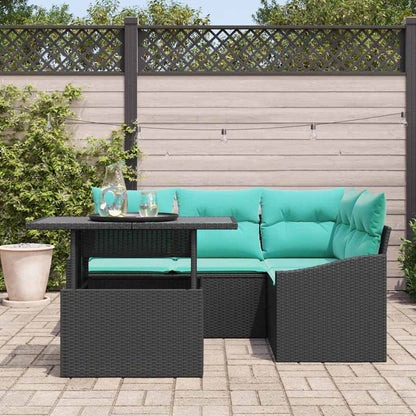 Garten-Sofa-Set 6 pcs Schwarz und Creme 100 x 55 x 73 cm