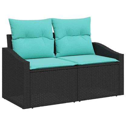 Garten-Sofa-Set 6 pcs Schwarz und Creme 100 x 55 x 73 cm