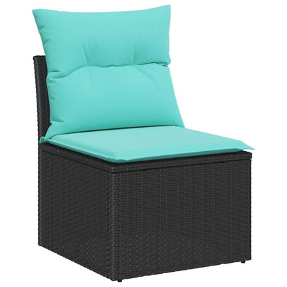 Garten-Sofa-Set 6 pcs Schwarz und Creme 100 x 55 x 73 cm