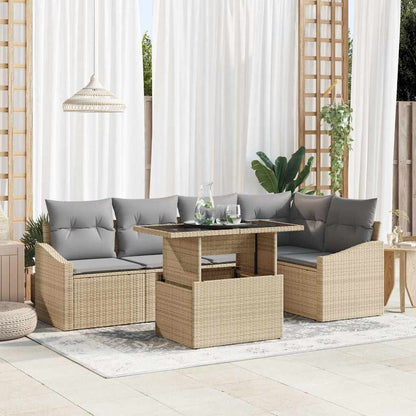 Garten-Sofa-Set 6 pcs Beige und Hellgrau 100 x 55 x 73 cm