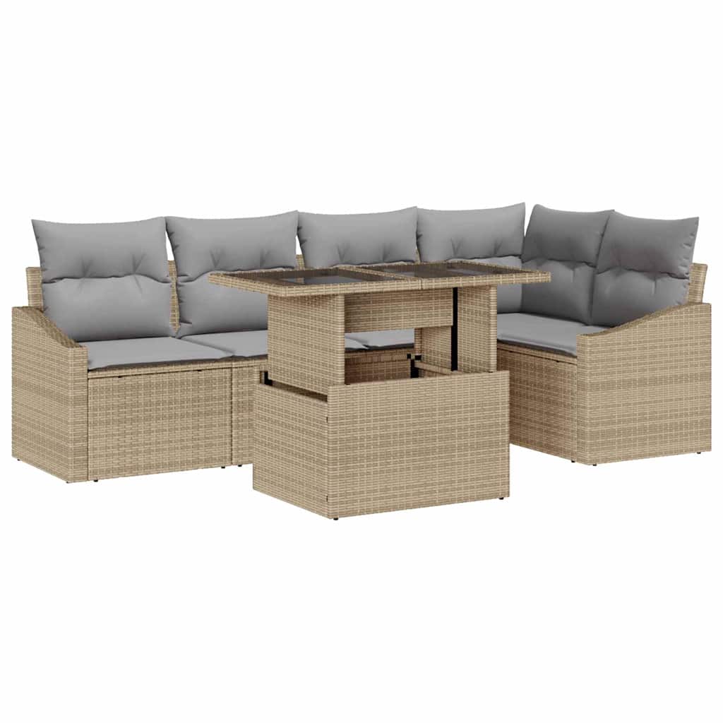 Garten-Sofa-Set 6 pcs Beige und Hellgrau 100 x 55 x 73 cm