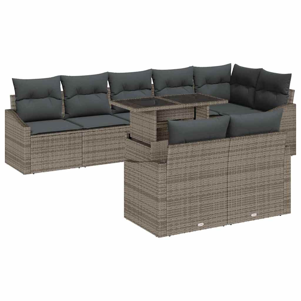 Garten-Sofa-Set mit Kissen 9 pcs Grau