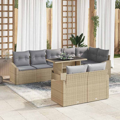 Garten-Sofa-Set mit Kissen 9 pcs Beige und Hellgrau