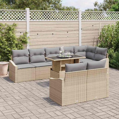 Garten-Sofa-Set mit Kissen 9 pcs Beige und Hellgrau