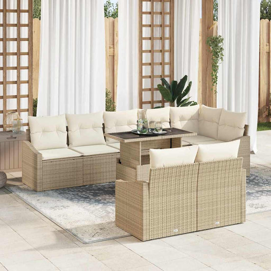 Garten-Sofa-Set mit Kissen 9 pcs Beige und Creme