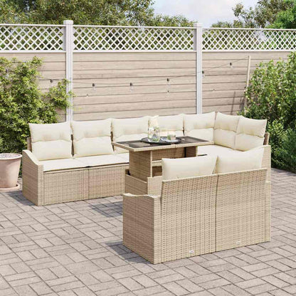 Garten-Sofa-Set mit Kissen 9 pcs Beige und Creme