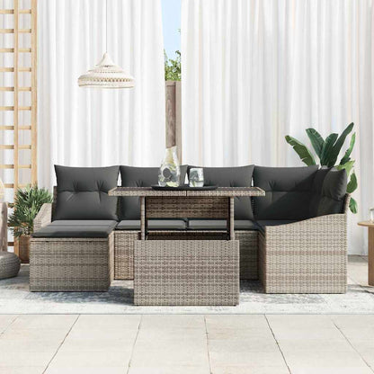 Garten-Sofa-Set mit Kissen 7 pcs Grau