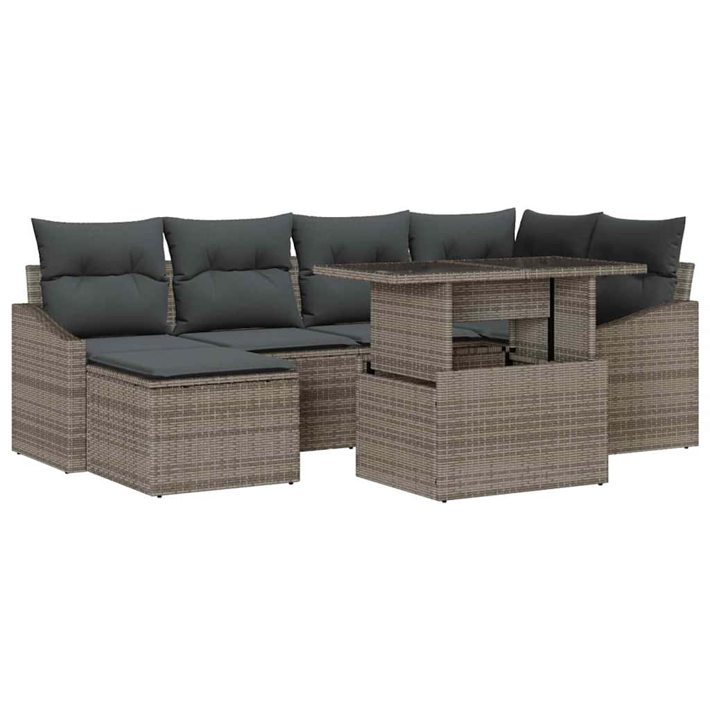 Garten-Sofa-Set mit Kissen 7 pcs Grau