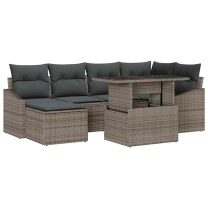 Garten-Sofa-Set mit Kissen 7 pcs Grau